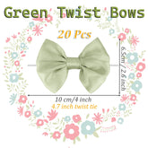 Sage Green Bows Twist Tie Bows, 20 Pcs Satin Twist Tie Bows for Treat Bag Satin Ribbon Tie Bows Premade Bows for Cake Pops Wedding Bridal Shower Baby Shower - Like New